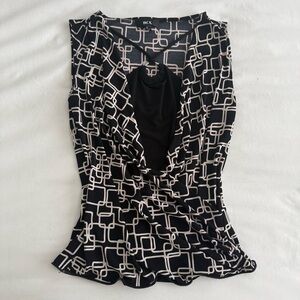 Y2K BCX Geometric Print Top with Metal and Cut Out Detail